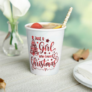 Just A Girl Who Loves Christmas, Happy New Year Paper Cups