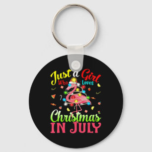 Just A Girl Who Loves Christmas In July Flamingo Keychain