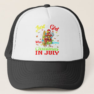 Just A Girl Who Loves Christmas In July Watermelon Trucker Hat