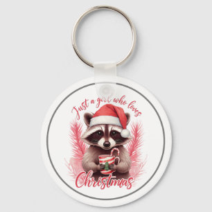 Just A Girl Who Loves Christmas Raccoon-71692 Keychain