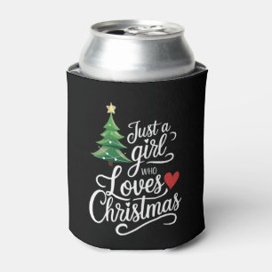 Just A Girl Who Loves Christmas Tree Family Gift Can Cooler