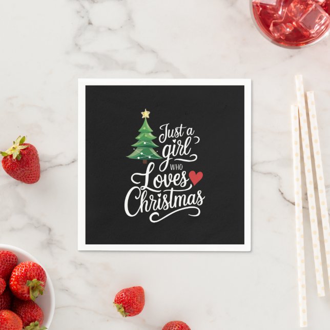Just A Girl Who Loves Christmas Tree Family Gift Napkin (Insitu)