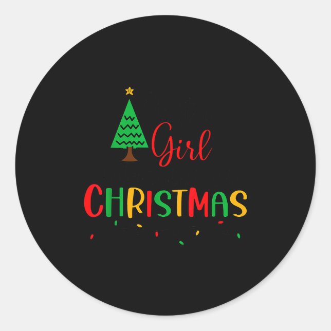 Just A Girl Who Loves Christmas, Women, Girls, Kid Classic Round Sticker (Front)