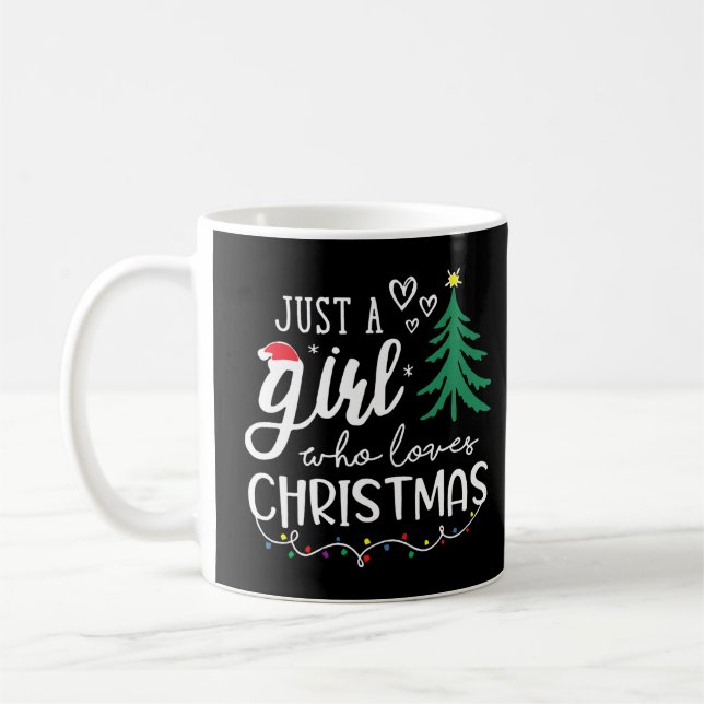 Just A Girl Who Loves Christmas Xmas Lights Christ Coffee Mug (Left)