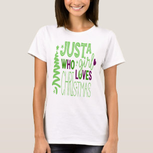 Just A Girl Who Loves Christmas, Xmas Tree T-Shirt