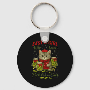 Just A Girl Who Loves Ckles And Cats Christmas  Keychain