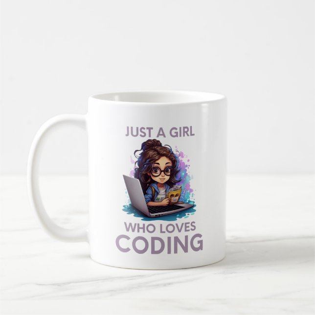 Just A Girl Who Loves Coding Geek Coding Women Coffee Mug (Left)
