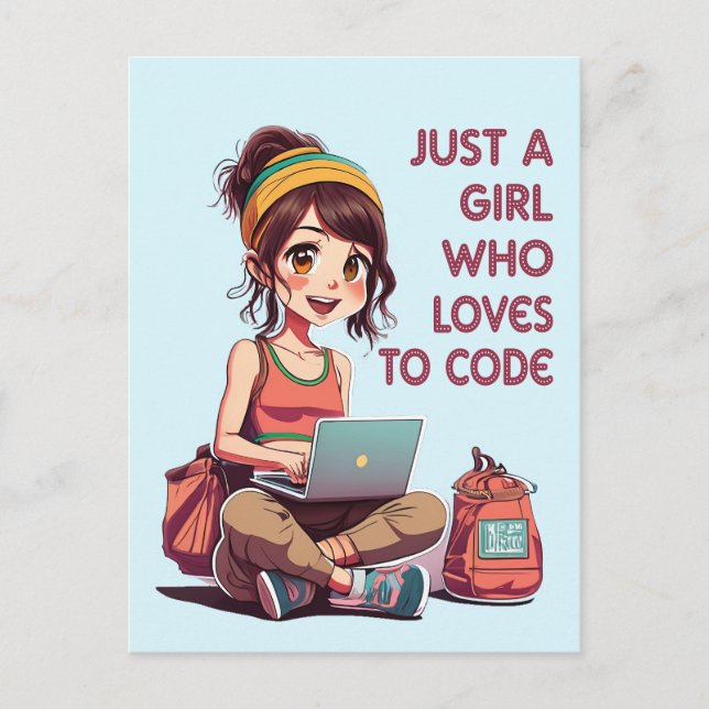 Just a Girl who Loves Coding Postcard (Front)