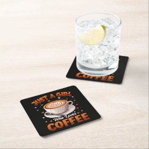 Just A Girl Who Loves Coffee Square Paper Coaster