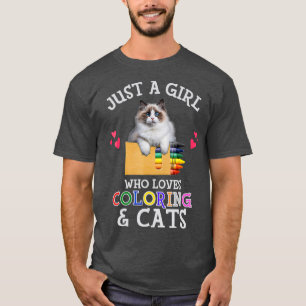 Just A Girl Who Loves Colouring  Cats Cat Mom Art T-Shirt