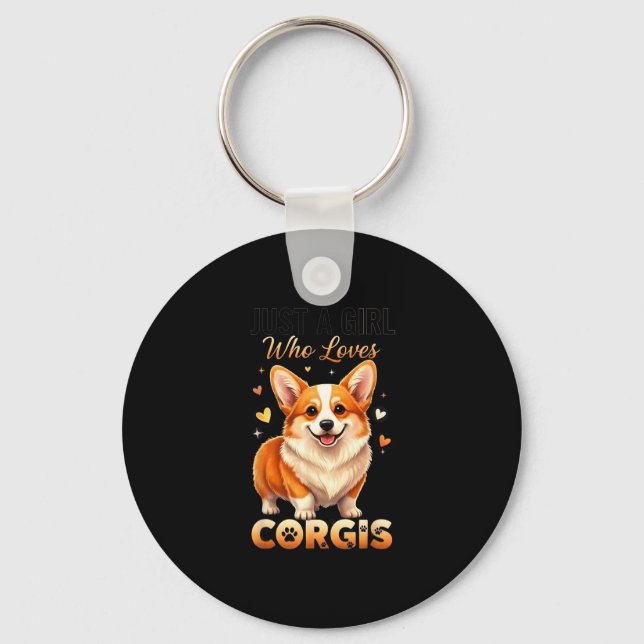 Just A Girl Who Loves Corgis  Keychain (Front)