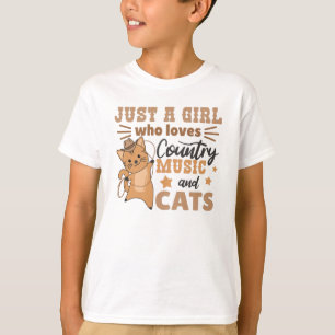 Just A Girl Who Loves Country Music And Cats T-Shirt