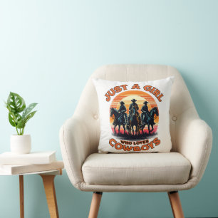 Just a girl who loves cowboys throw pillow