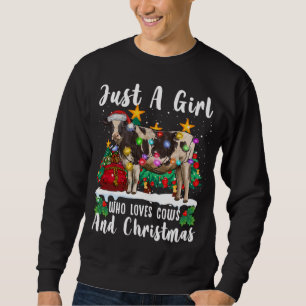 Just A Girl Who Loves Cows And Christmas Family Ug Sweatshirt