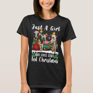 Just A Girl Who Loves Cows And Christmas Family Ug T-Shirt