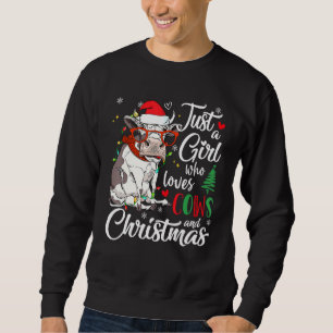 Just A Girl Who Loves Cows & Christmas Santa Cow L Sweatshirt