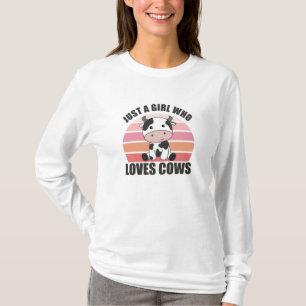 Just A Girl Who Loves Cows Cute Cow Vintage Retro T-Shirt