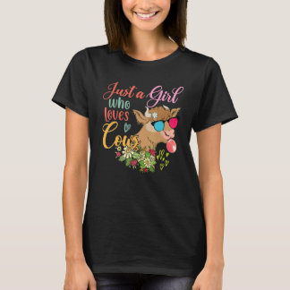 Just A Girl Who Loves Cows Floral Cow Sunglasses B T-Shirt