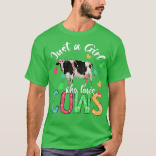 Just A Girl Who Loves Cows Funny Floral Flower Cow T-Shirt