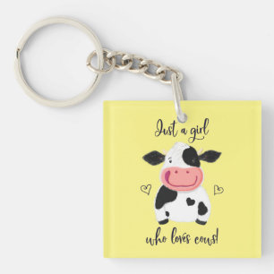 Just A Girl Who Loves Cows! Hearts And Holstein Keychain
