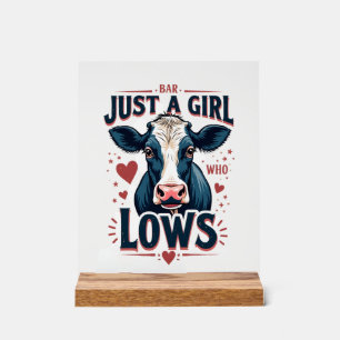 Just A Girl Who Loves Cows Vintage Neon Cow Lover Acrylic Sign