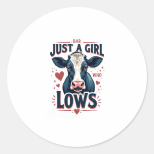 Just A Girl Who Loves Cows Vintage Neon Cow Lover  Classic Round Sticker