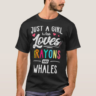 Just A Girl Who Loves Crayons And Whales Kids T-Shirt