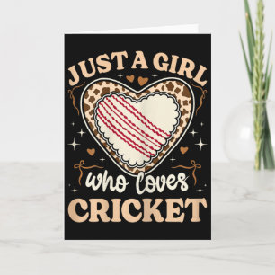 Just A Girl Who Loves Cricket Cow Print Girls Kids Card