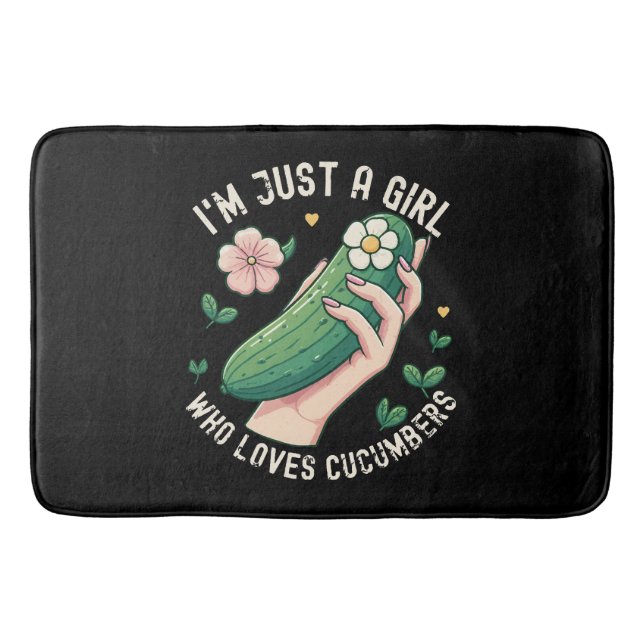 Just A Girl Who Loves Cucumbers - Funny Vegetarian Bath Mat (Front)