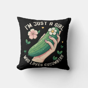 Just A Girl Who Loves Cucumbers - Funny Vegetarian Throw Pillow
