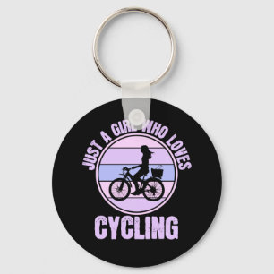 Just a Girl Who loves Cycling Bicycle Girl Keychain