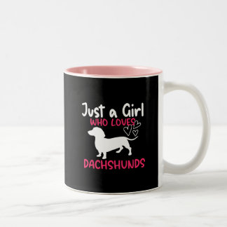 JUST A GIRL WHO LOVES DACHSHUNDS Two-Tone COFFEE MUG