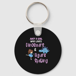 Just A Girl Who Loves Dinosaurs And Figure Skating Keychain