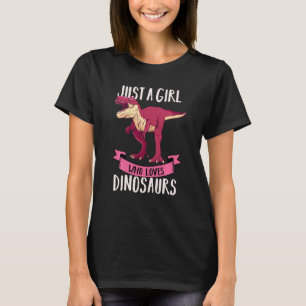 Just A Girl Who Loves Dinosaurs Cute Floral Dino L T-Shirt