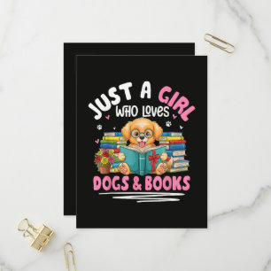 Just A Girl Who Loves Dogs And Books Reading Invitation Postcard