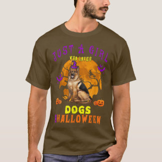 Just A Girl Who Loves Dogs And Halloween Owner Pum T-Shirt
