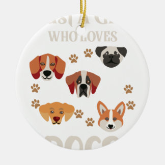 Just-a-Girl-Who-Loves-Dogs-Dog-Lover Ceramic Ornament