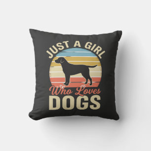 Just a Girl Who Loves Dogs Vintage Dog Lover Throw Pillow