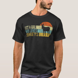 Just A Girl Who Loves Donkeys Donkey Retro T-Shirt