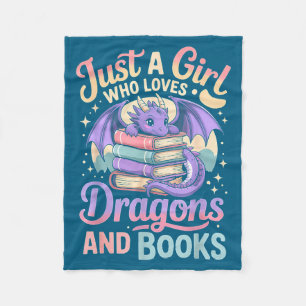 Just A Girl Who Loves Dragons And Books Fantasy Gi Fleece Blanket