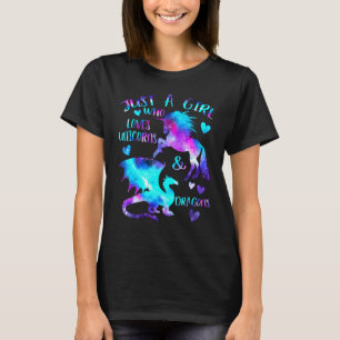Just A Girl Who Loves Dragons And Unicorns Fantasy T-Shirt