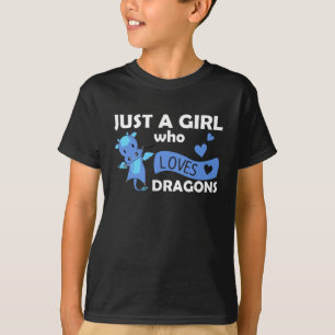 Just A Girl Who Loves Dragons Fantasy Dragon Green T-Shirt