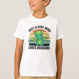 Just A Girl Who Loves Dragons Fantasy Dragon Green T-Shirt