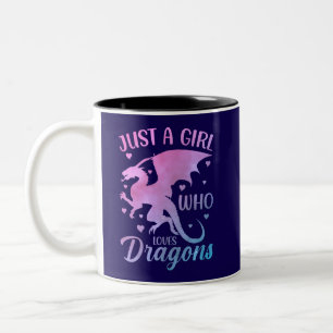  Just A Girl Who Loves Dragons - Fantasy Dragon Two-Tone Coffee Mug