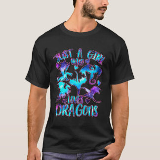 Just A Girl Who Loves Dragons Galaxy Dragon Lover  T-Shirt
