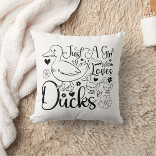 Just A Girl Who Loves Ducks Cute Ducks Lovers Cool Throw Pillow