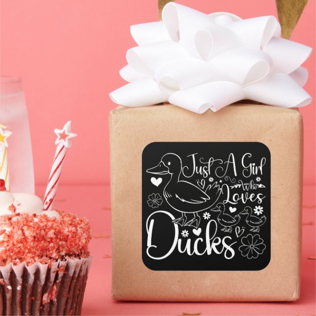 Just A Girl Who Loves Ducks Cute Ducks Owner Funny Square Sticker (Party)