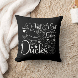 Just A Girl Who Loves Ducks Cute Ducks Owner Funny Throw Pillow
