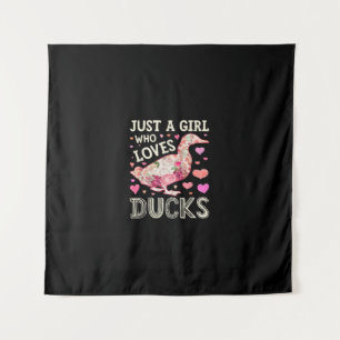 Just A Girl Who Loves Ducks Funny Duck Silhouette Tapestry