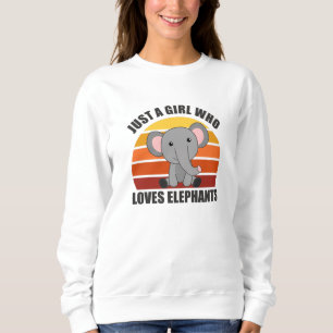 Just A Girl Who Loves Elephants Cute Animals Pink Sweatshirt